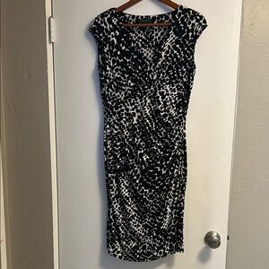 Navy and White Animal Print Dress